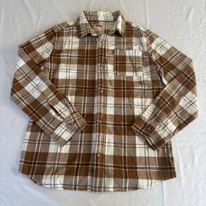 Levi's Big Boys' Brown Plaid Herringbone Flannel Button-Down Shirt Size L